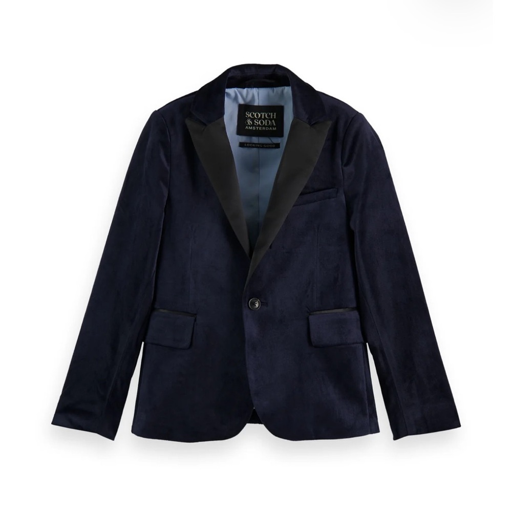 Scotch & Soda Boys' Satin Lapel Velvet Blazer - Big Kid New 16